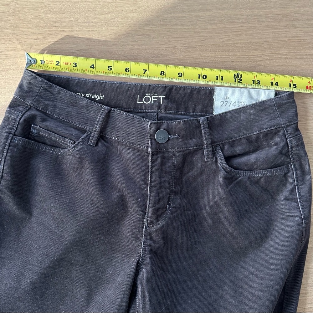 NWT Ann Taylor LOFT Curvy Straight Corduroy Pants Sz 4/27 Brown Lightweight FLAW - Picture 10 of 12